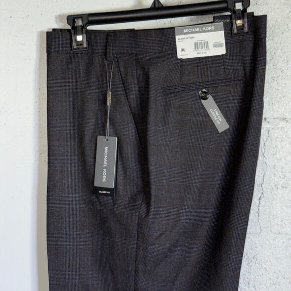Michael Kors Men Classic-Fit Wool-Blend Suit Pants brown/blue 42X32 $200 - Picture 1 of 9